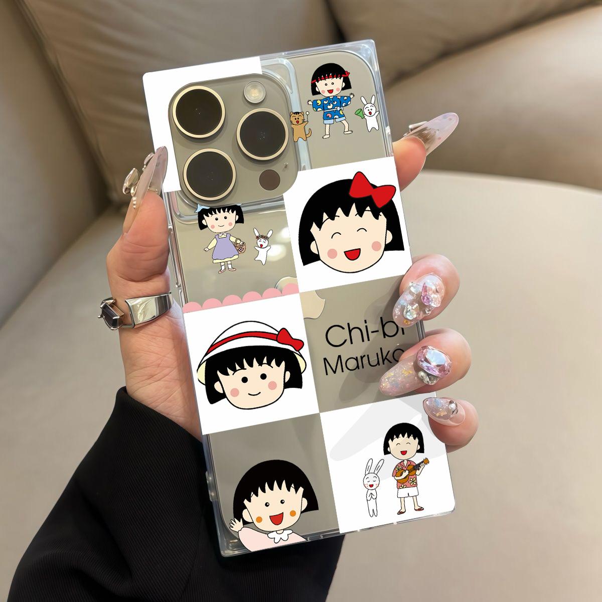 

Square Back Tube Protection Clear Case For iPhone 16 ProMax 13 12 14 Pro Max 11 15 Plus Anti-Oxygen,Grid Girl Pattern Casing iphone 11 ProMax