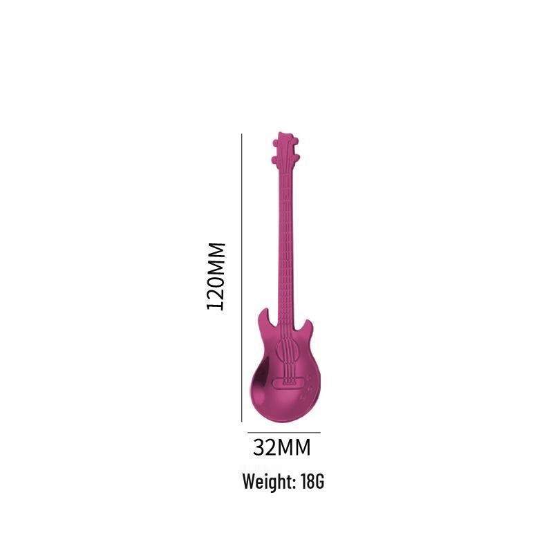 304 Stainless Steel Colorful Guitar Coffee & Dessert Stirring Spoon