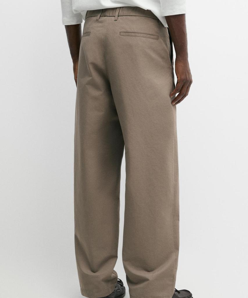Masimodutti Cotton Linen Poplin Barrel Fit Pants
