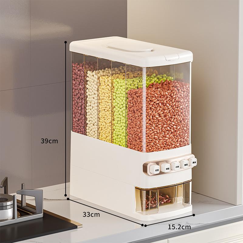 Food-Grade Grain Storage Containers Insect-Proof Moisture-Proof Airtight Boxes Home Divided Rice Bucket for Grains Cereals