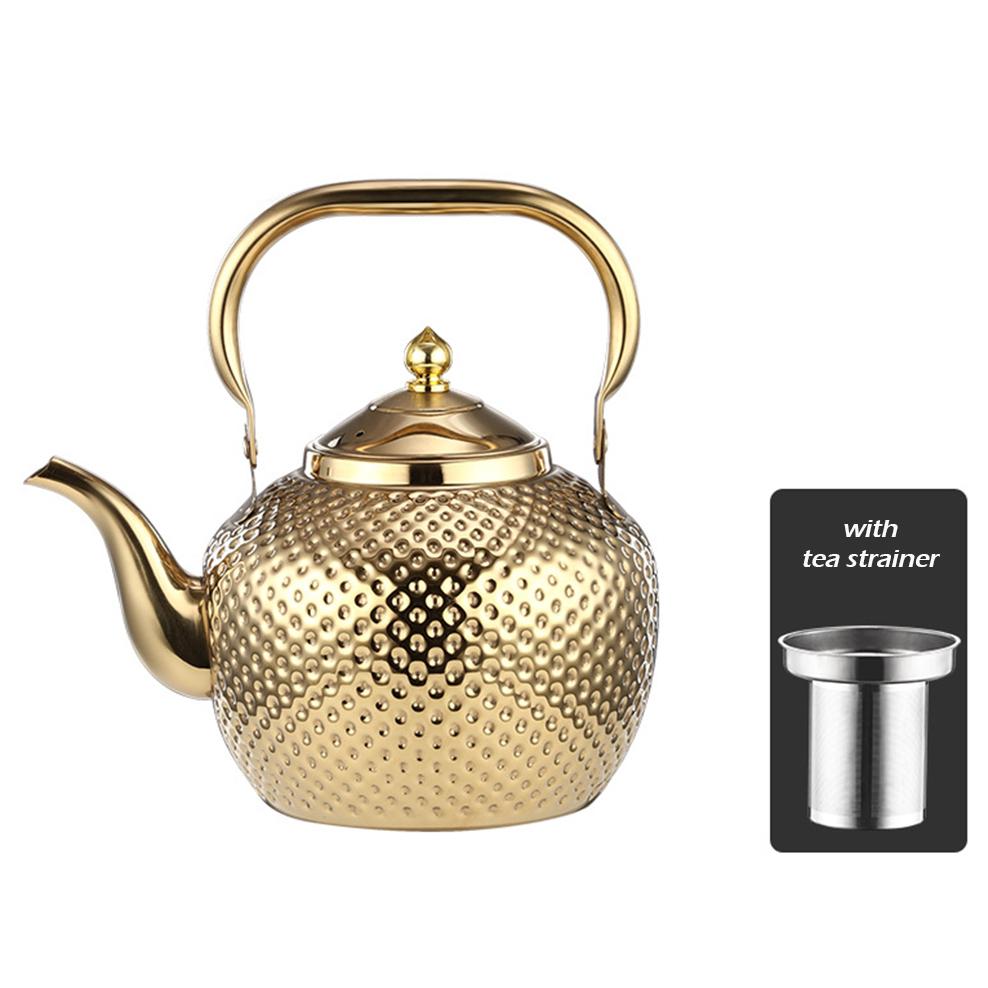 Hammer Texture Stainless Steel Teapot, Hight-Capacity Boiling Water Pot With Tea Strainer, Restaurant Induction Cooker Teakettle