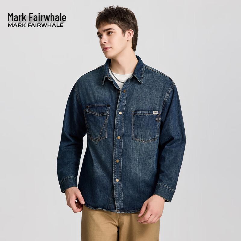 Mark Fairwhale Men s American Retro Washed Denim Shirt Jacket L