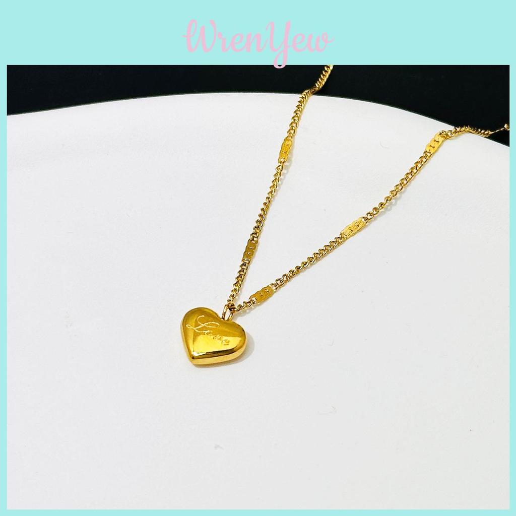 Fashion Titanium Steel Love Heart Pendant Necklace With Alphabet Charms For Women And Men