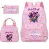 KPOP Nylon 3 Piece Set School Backpack for Students with Cartoon Print Air Cushion Design