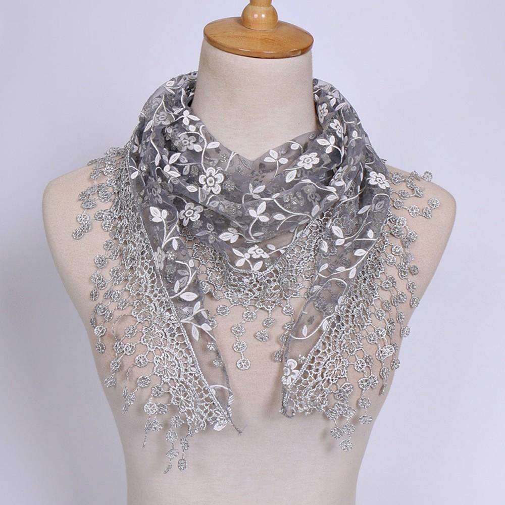 Casual Lightweight Scarf Floral Tassel Scarf Women's Triangle Scarf