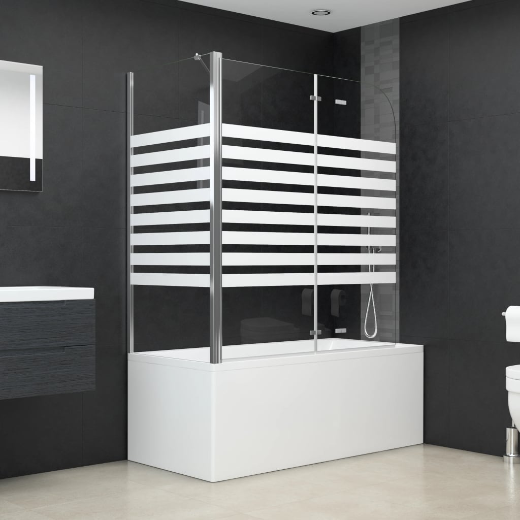 Vidaxl Duschwand für Badewanne, 120x68x130 cm, Gehärtetes Glas, Gestreift