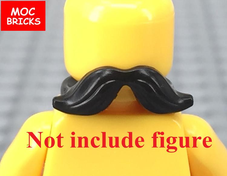 10 peças/lote MOC Tijolos Barba Longa Curta Bigode Gravata Borboleta Modelo Figura de Ação Blocos de Construção Educacionais Brinquedos para Crianças