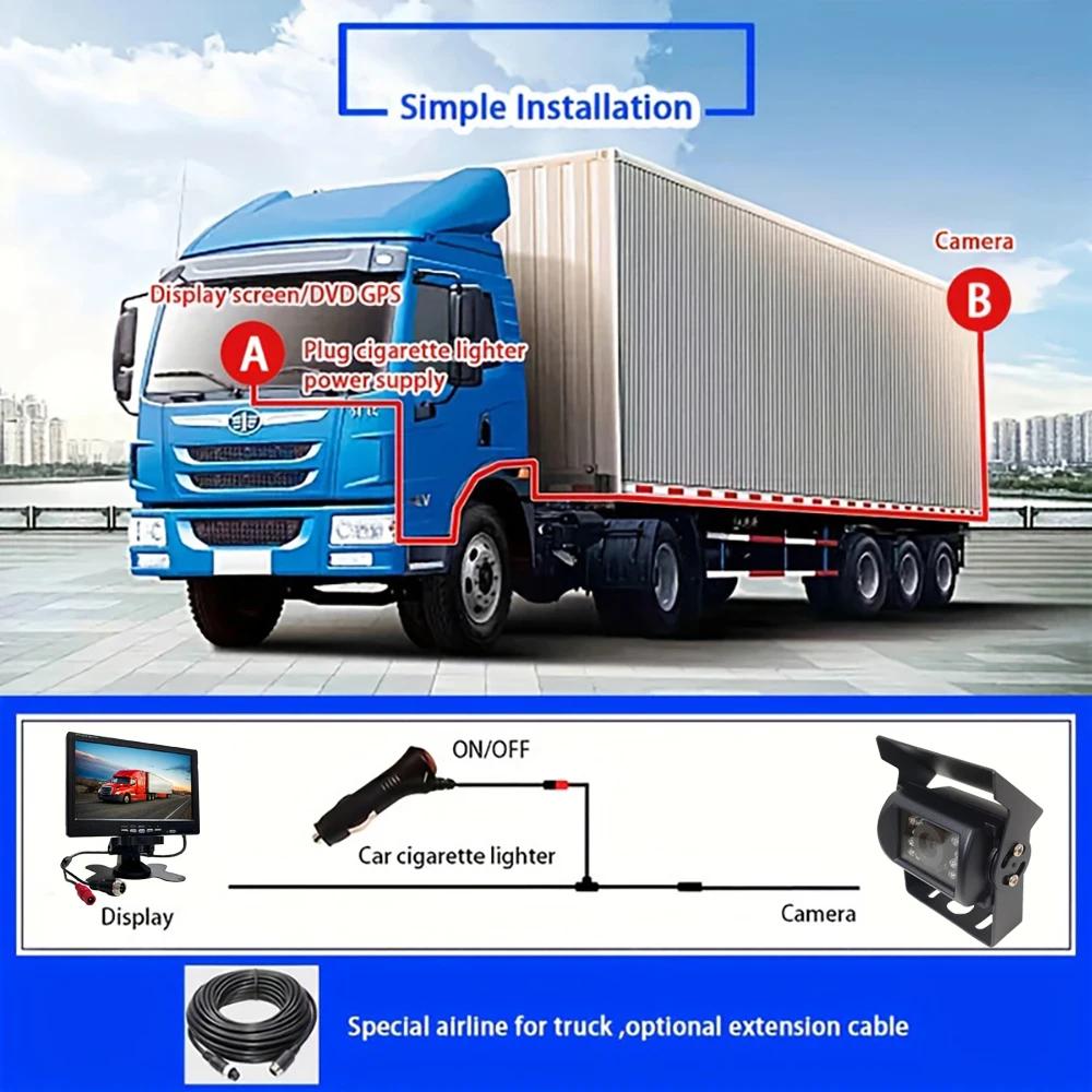 4.3/7 inch Car Reversing AV/4-pin Connector Backup Camera Vehicle 12-24v Rear View Monitor Mirror Parking Kit