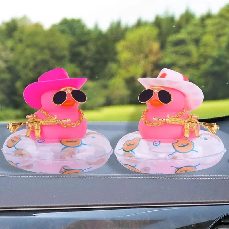 1pc Swimming Ring Little Yellow Duck Design Car Ornament, Car Dashboard Decoration Car Interior Decoration Accessories