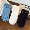 Bow Decor Winter Warm Gloves Polyester Fleece Lined Cycling Gloves  Cold Weather