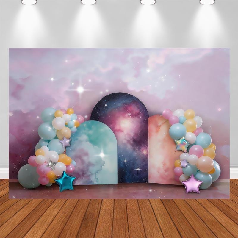LS Deep Blue Sky Backdrops Cake Smash Child Baby Photo Props Adult Kids Decors Star Astronauts Photography Studio Backgrounds