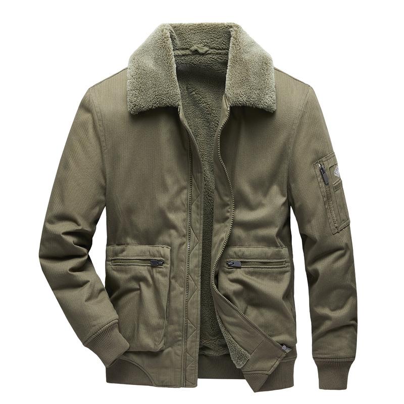 Winter Velvet Thickened Middle-aged and Young People Warm and Cold Cotton Clothes Hooded Loose Outdoor Tooling Jacket
