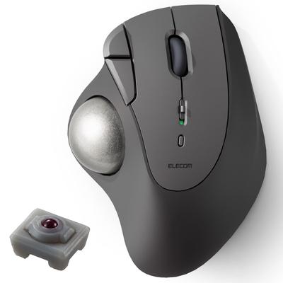 ELECOM Wireless Trackball IST Thumb Artificial Ruby 1 Mouse, Bluetooth, Series, 5-Button, Operation, Support, Windows/Android/Mac/iPad/Chrome, Black,