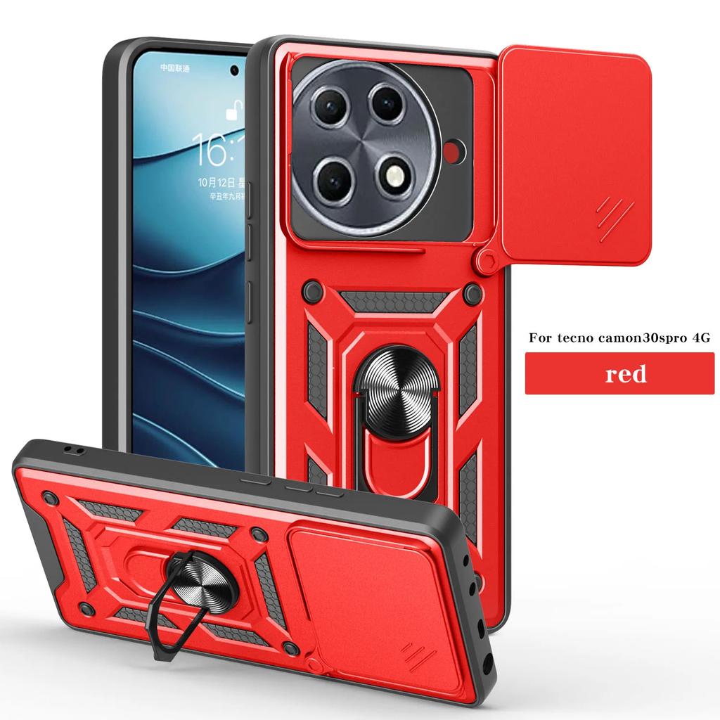 Funda for Tecno Camon 30s Pro 4G Case Slide Camera Protection Rotatable Ring Stand Back Cover for Tecno Camon 30S Pro 4G Capa