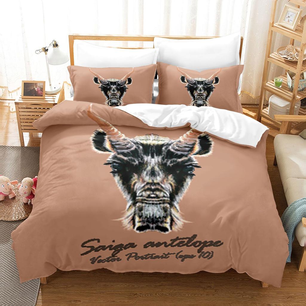 Animal Digital Printing Three-Piece Home Textile Bed Sheet Kit 3D Three-Dimensional 90G Grinding Four-Piece Set