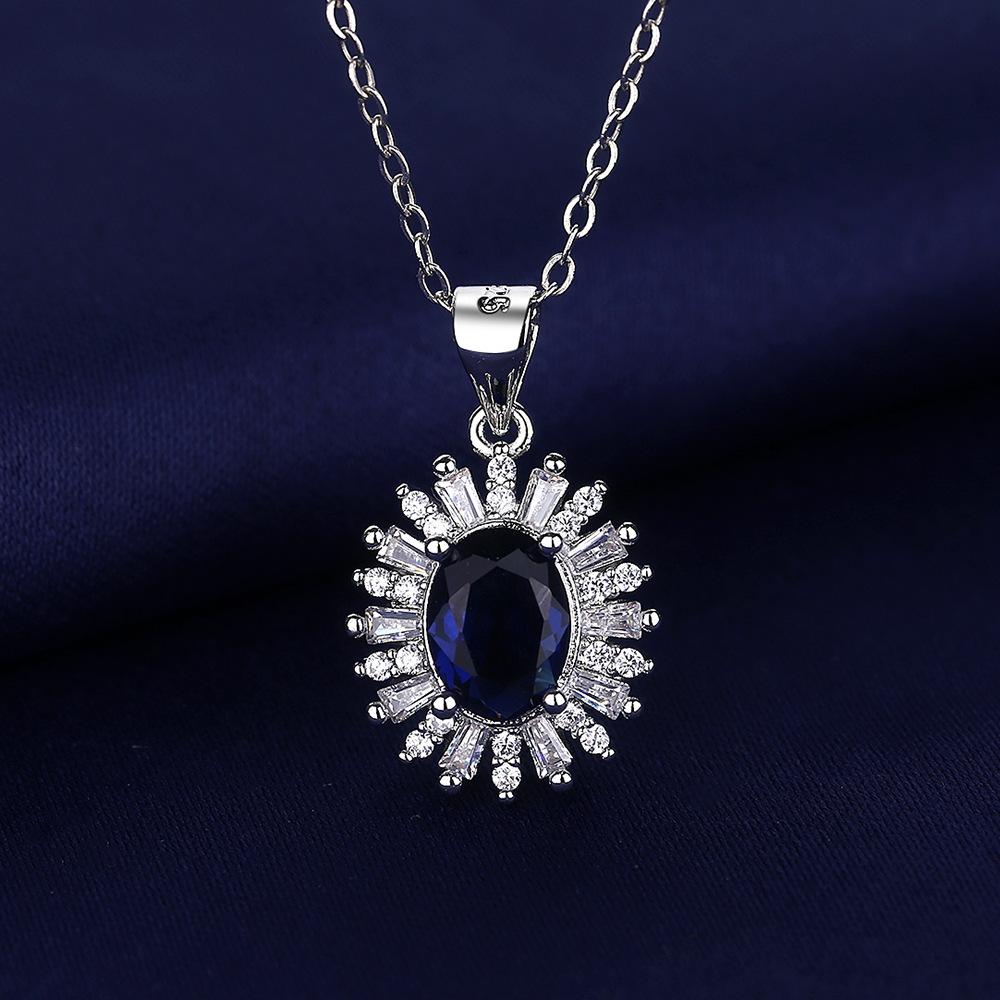 925 Silver Necklace For Women Round Pendent Sparkling Pave CZ Necklace Fashion Anniversary Birthday Jewelry Gifts N755