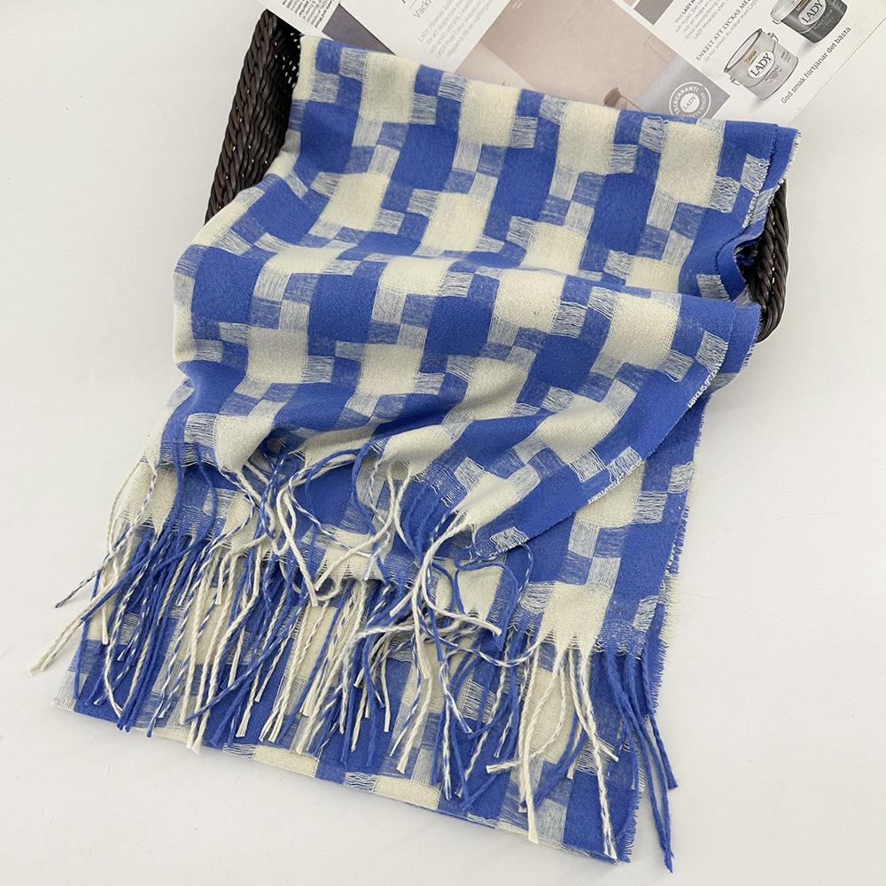 Plaid Scarf Autumn and Winter Women's High End Korean Style Winter Warm Scarf Thickened Imitation Cashmere Shawl