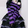 FASHION Karrram Pink Striped Gothic Sweaters Women Ripped Holes Loose Knitted Pullover Frayed Fairy Grunge Jumpers Emo Streetwear Lolita
