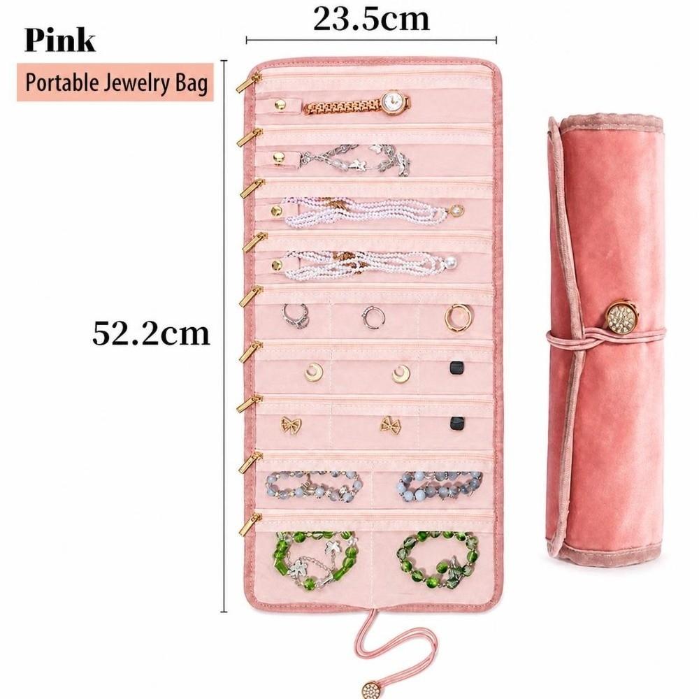Sac de rangement pliable pour bijoux Pochette rouleau portable pour bijoux Colliers Boucles d'oreilles Bagues Bracelets