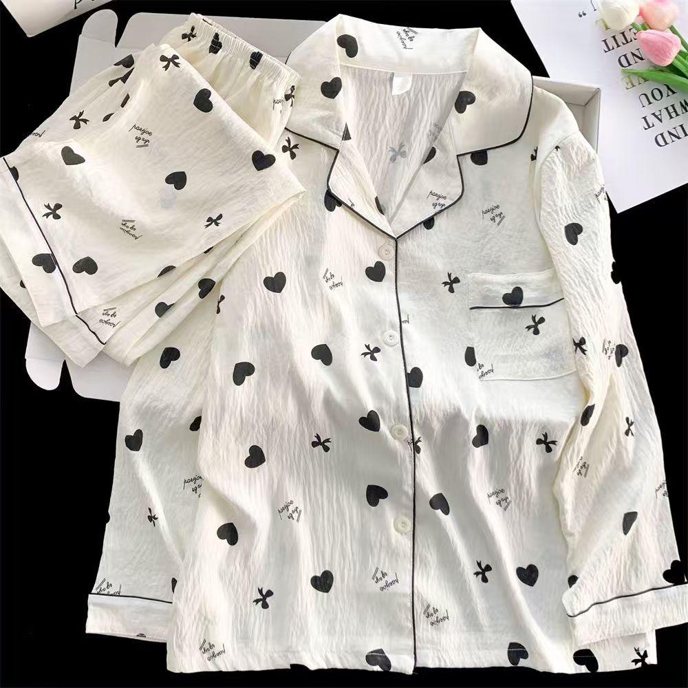 2025 Frühling/Herbst Niedliches Wolken-Baumwoll-Pyjama-Set für Mädchen - Langarm & Hose, Tragbar im Freien