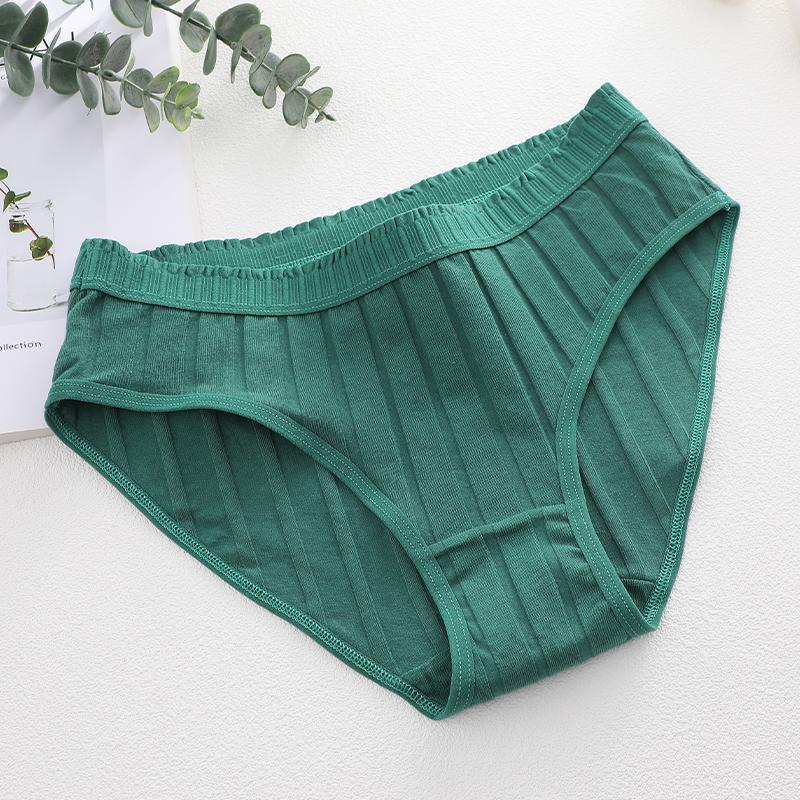 Women Seamless Cotton Crotch Panties Summer Dopamine Briefs Underwear Solid Color Breathable Elastic Sexy Stripe Lingerie Spring