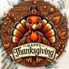 Retro Round Thanksgiving Metal Sign 8x8 Inch Rustic Turkey Autumn Farmhouse Wall Decor
