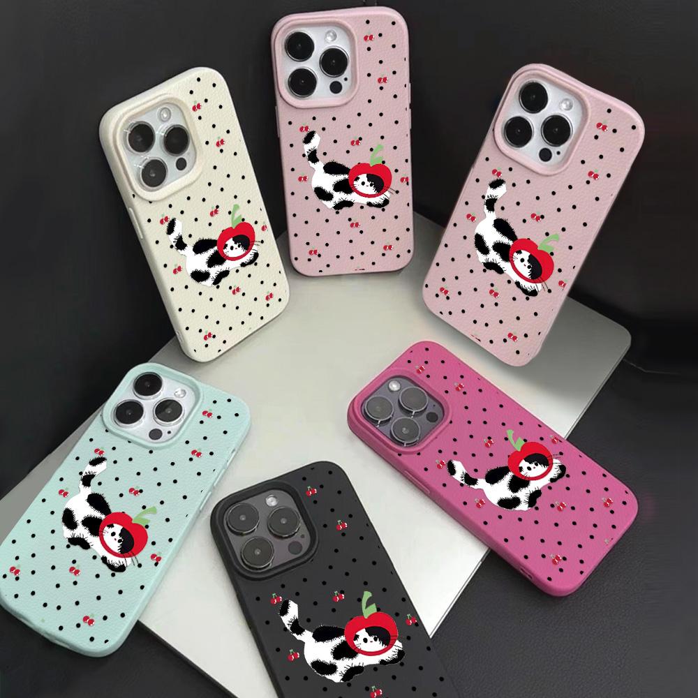 Telefondeksel til iPhone 11 13 deksel iPhone 12 14 15 16 Pro Max 12 Pro 15 Plus Lær Malt Vanntett Fallsikkert og Slitesterkt Tegneserie