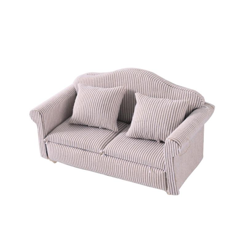 Handmade Miniature Sofa Model Figure 1/12 Dollhouses Decorative Accessories Detailed Wooden Furniture for Craft Project