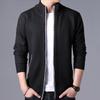 Men's Korean Style Loose Plus Size Fleece-Lined Cardigan Sweater - Solid Color, Autumn/Winter