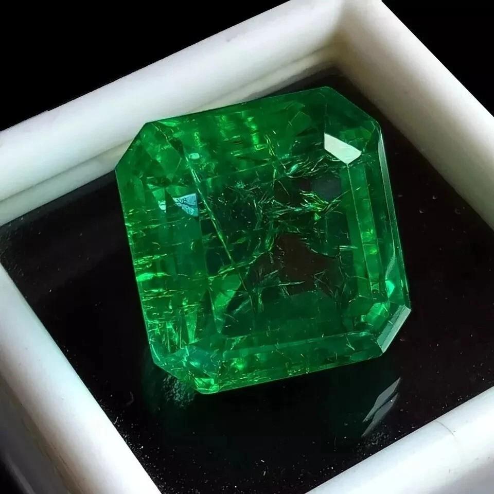 Emerald Green Asscher Cut Natural Certified Colombian Loose Gemstone