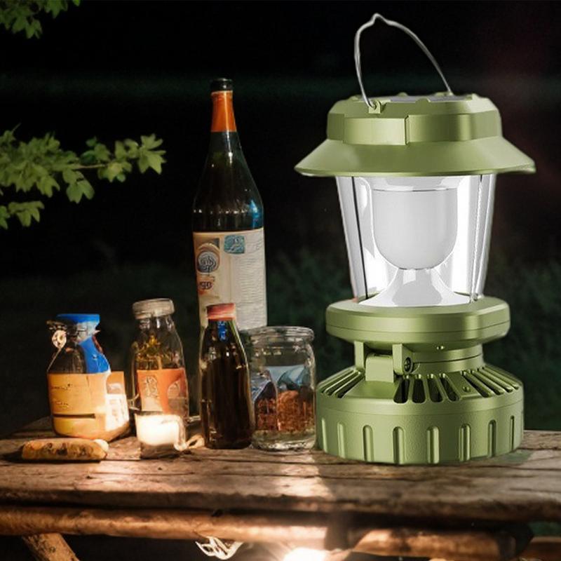 Solar Lights Camping USB Charging Work Lamp With Fan Foldable Camping Lamp Waterproof LED Light For Garden RV Backyard Hiking