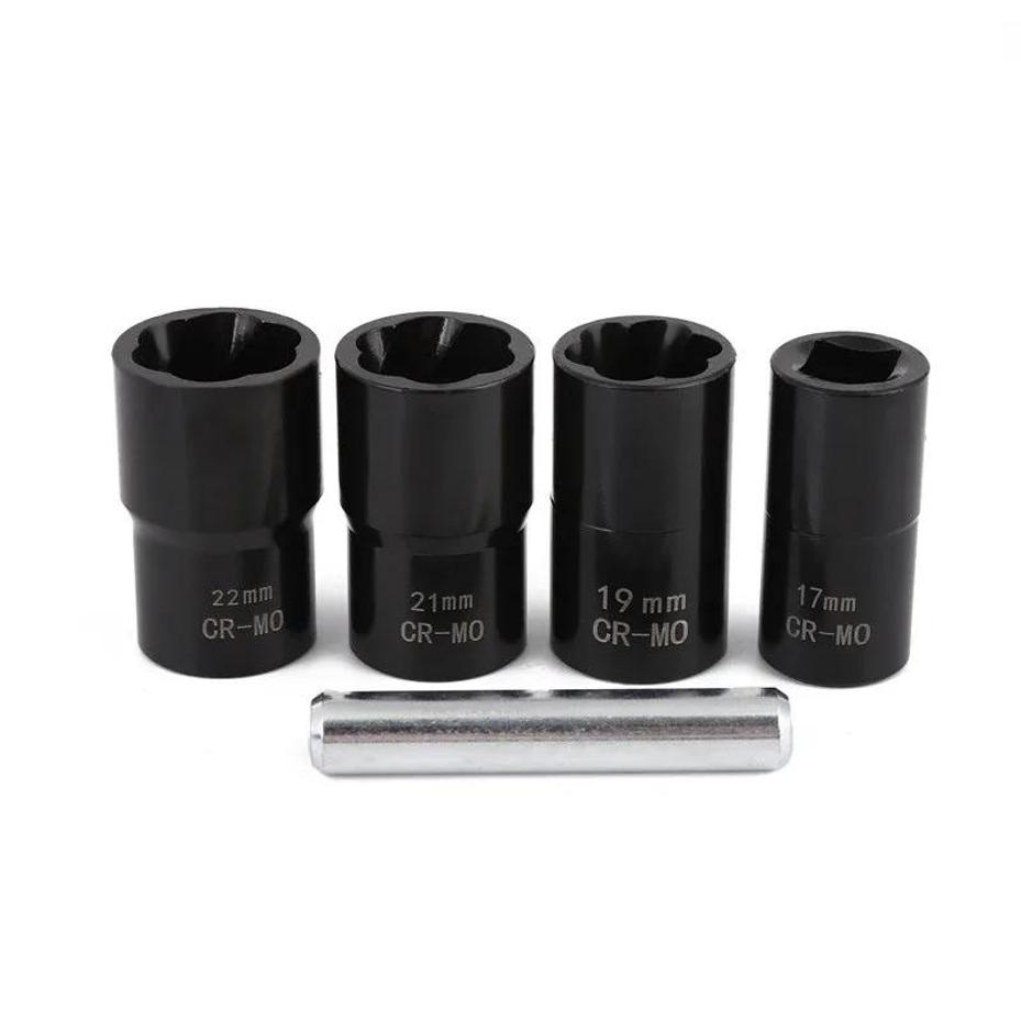 1Set Drive Impact Bolt Nut Removal Extractor Socket Tool Set 17mm 19mm 21mm 22mm Twist Socket Set Lug Nut Remover Extractor Tool