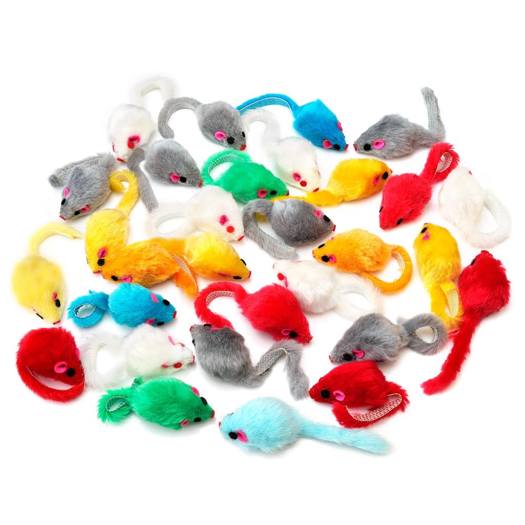 Chiwava 10cm Fluffy Cat Wobble Mouse Interactive Multicolored 36-Piece Toys, Toys, Toys,