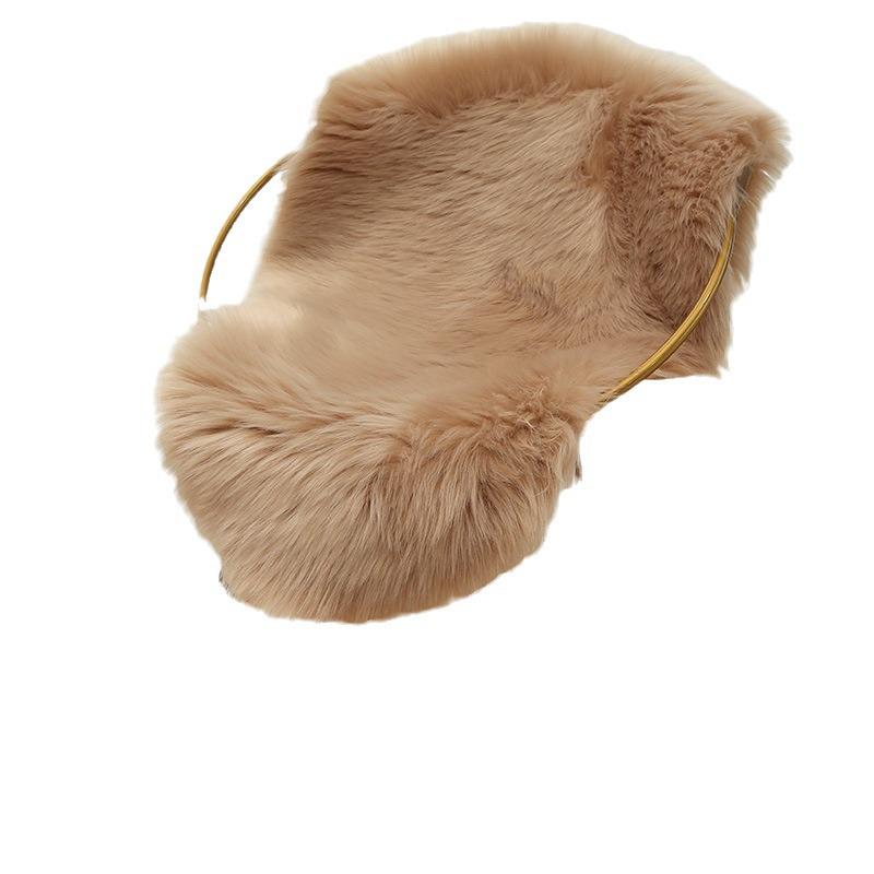 Imitation Wool Plush Carpet & Chair Cushion - Machine Washable Rug for Bedroom & Living Room 60x90 (P Shape)