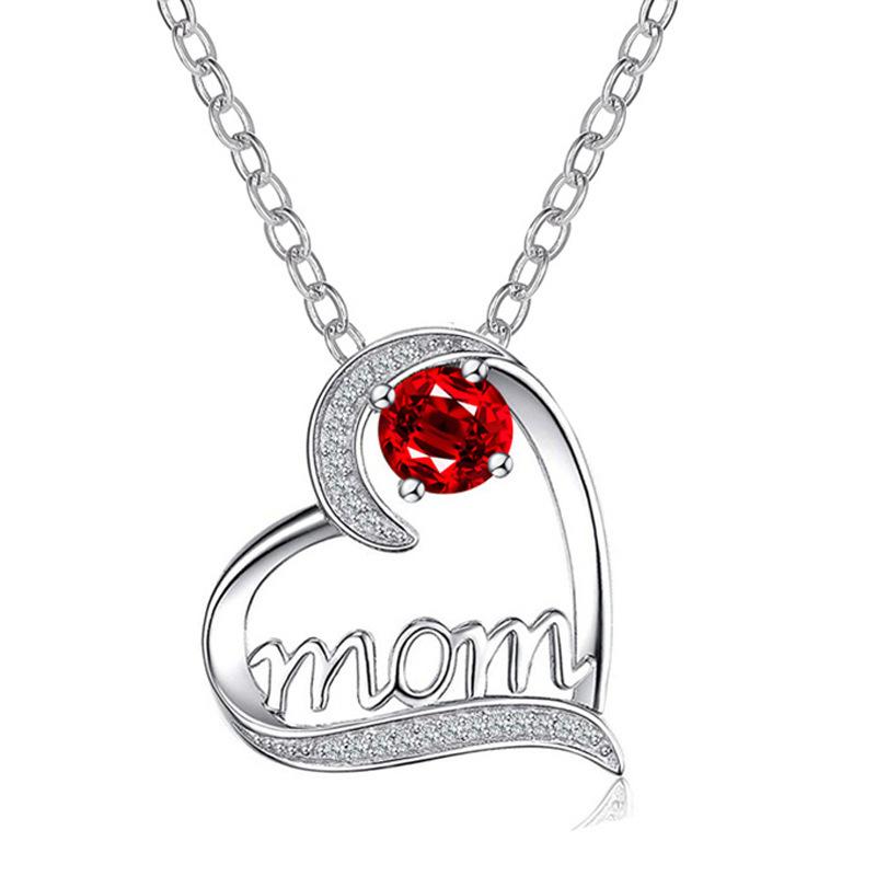 Multi-Tone Mom & Child Pendant Necklace Set, Heart & Family Silhouette Necklaces for Mother's Day