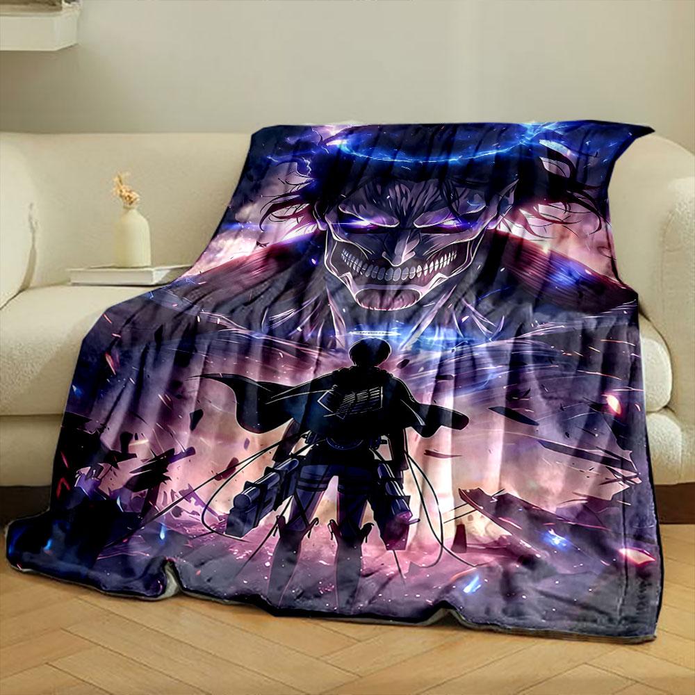 A glowing humanoid stands before a massive, glowing demon-like figure. for all seasons blanket lunch break throw gift