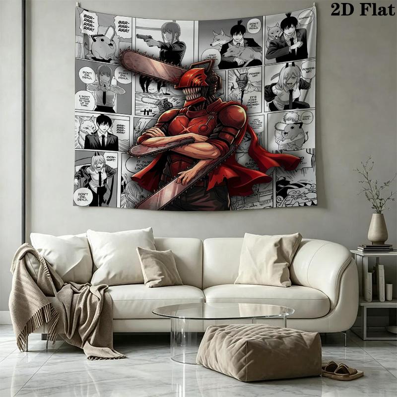 Chainsaw Man Wandteppich Ästhetisches Wandbehang Gedruckter Stoffdecke Dekorative Wandteppiche Für Schlafzimmer Wohnzimmer Heimdekoration