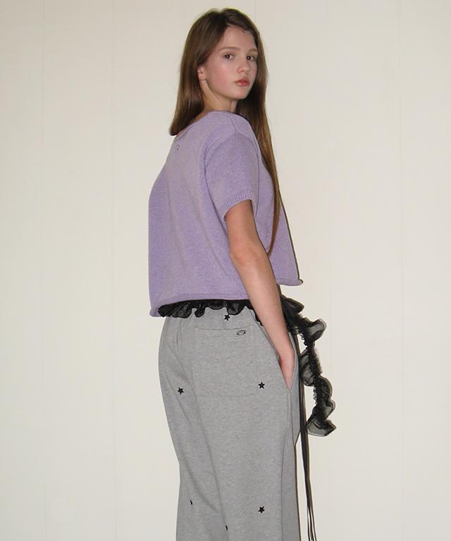 RONRON Star Embroidery Sweat Jogger Pants Gray