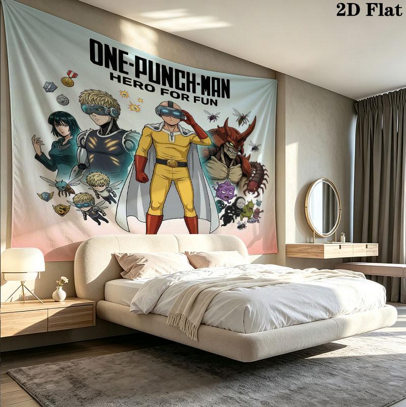 Onepunch Man Wandteppich Ästhetisches Wandbehang Gedruckter Stoffdecke Dekorative Wandteppiche Für Schlafzimmer Wohnzimmer Heimdekoration