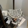 New French Niche Design Beaded Chain Handbag Bag 2025 Pleated Underarm Bag Versatile Shoulder Messenger Bag