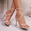 Fashion Women Sandals Summer Fashion Sexy Pumps Round Toe Strap High-heeled Sandals Trend Luxury Elegant Shoes Female Zapatos De Mujer