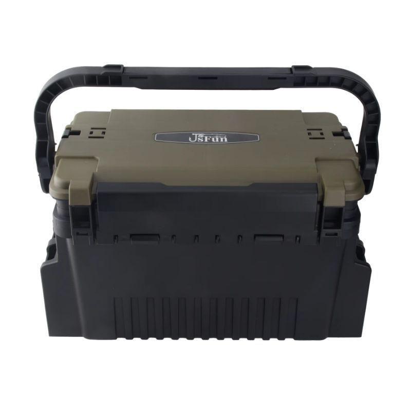Fishing Tackle Box Set: Includes Large Capacity Storage Box, Rod Holder, Cup Holder, and Lure Storage.