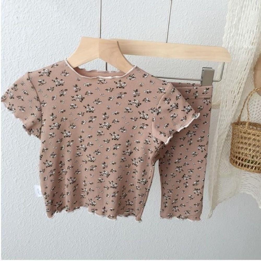 1 Set Shorts Set Girls Pajama Set Short Sleeve Kids Loungewear Two Piece Set  Summer Sleep
