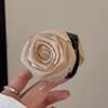 Hairpin Dry Rose Flower Decor Hair Clip with Imitation Pearls Half-Tie Hair Side-swept Hair Claw Vintage Style Hair Accessory