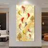 Large Frameless Canvas Art - Vibrant Koi Fish with Golden Accents & Abstract Background, Modern Wall Decor for Living Room, Bedr