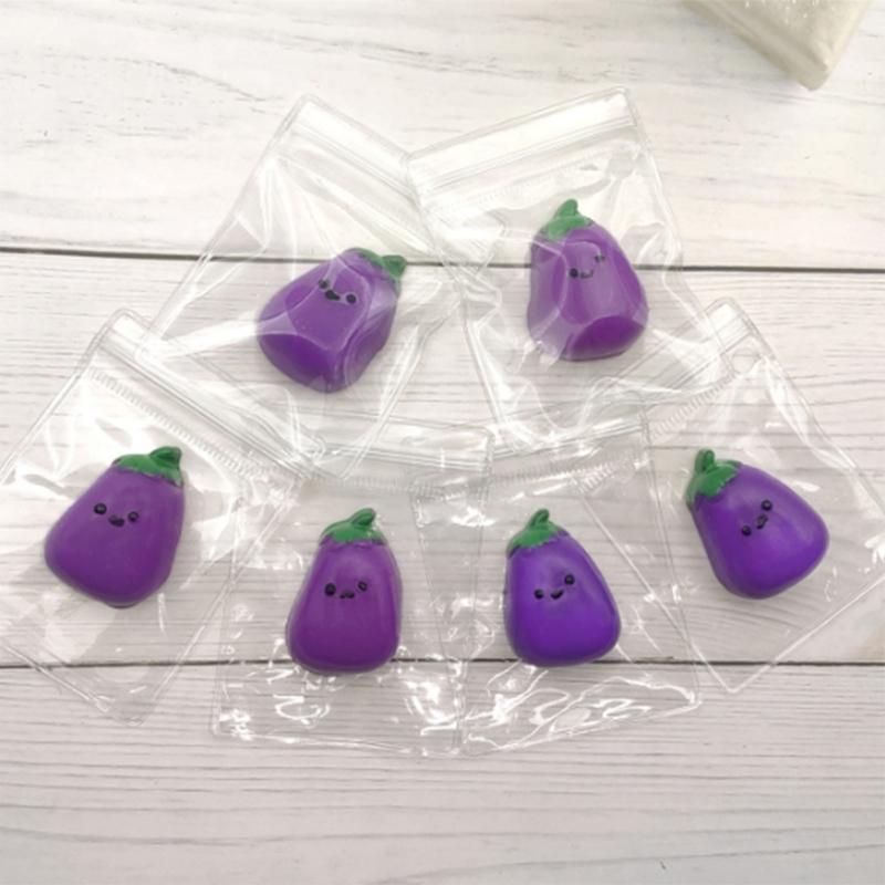 1 Piece Small Eggplant Squeeze Toys Funny Anti-Stress Stress Relief Prop For Kids Adults Gift