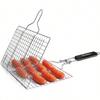Fish Grilling Basket, Folding Portable Stainless Steel BBQ Grill Basket For Fish Vegetables Shrimp With Removable Handle, Come With Storage Bag