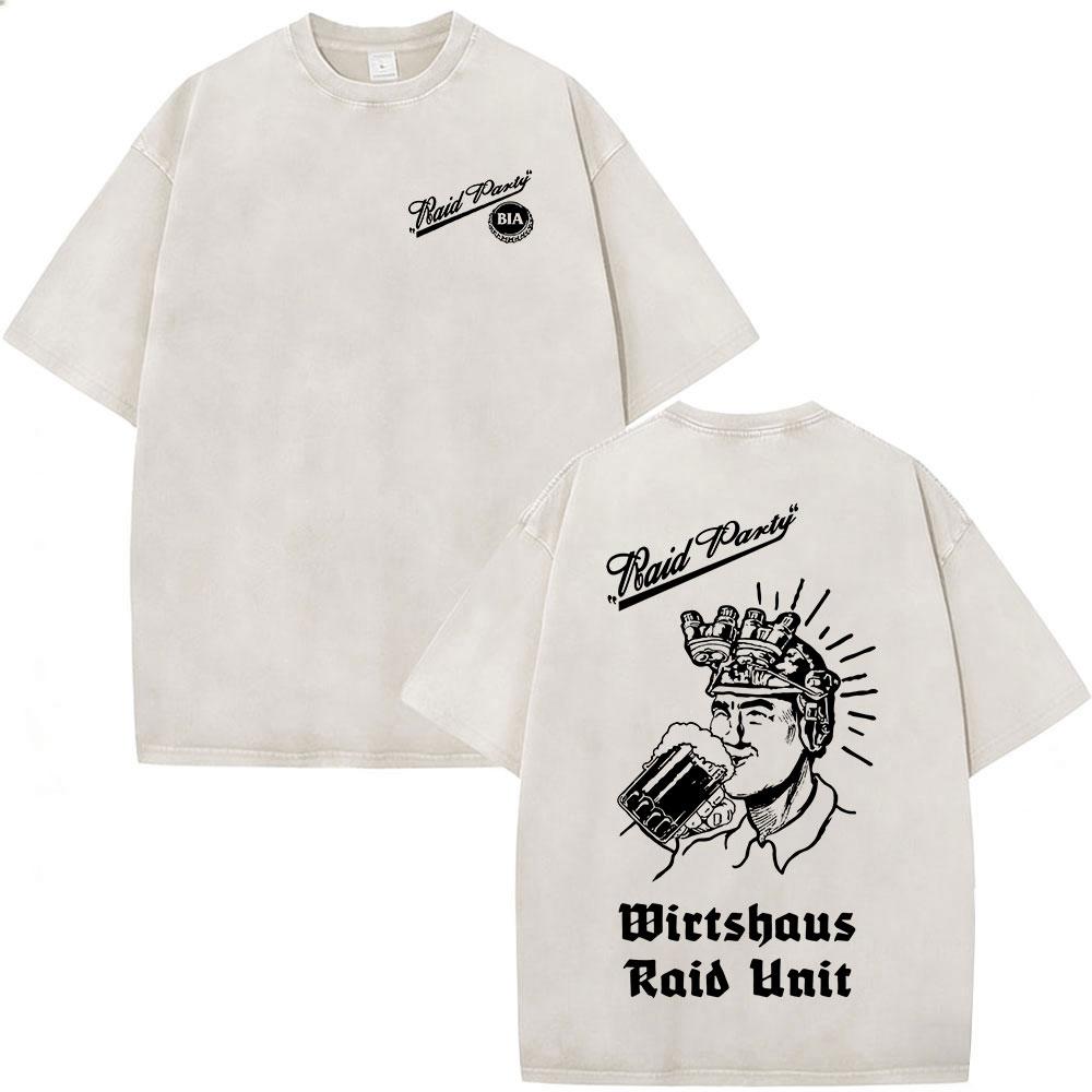 T-shirt da uomo con grafica scheletro 'Washed Vintage Forward Observations Group Brothers in Arms', stile gotico rock, oversize, streetwear