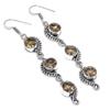 Natural Smoky Topaz Gemstone 925 Sterling Silver Jewelry Earring 3.27" A1L35