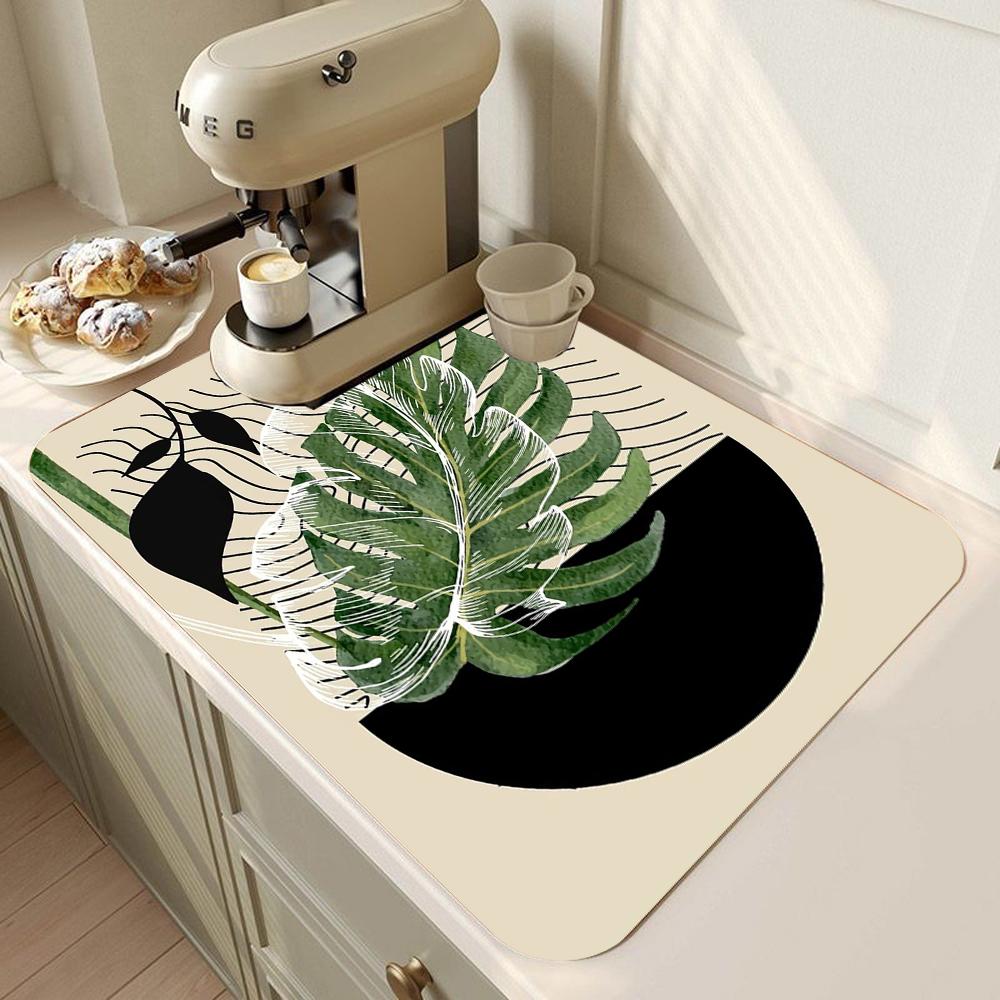 Sneldrogende Afwasdroogmat Bloem Rubber Tafelgerei Afdruipkussens Kleed Keuken Eetgerei Placemat Super Absorberend Koffie Afdruipkussen 20x30cm
